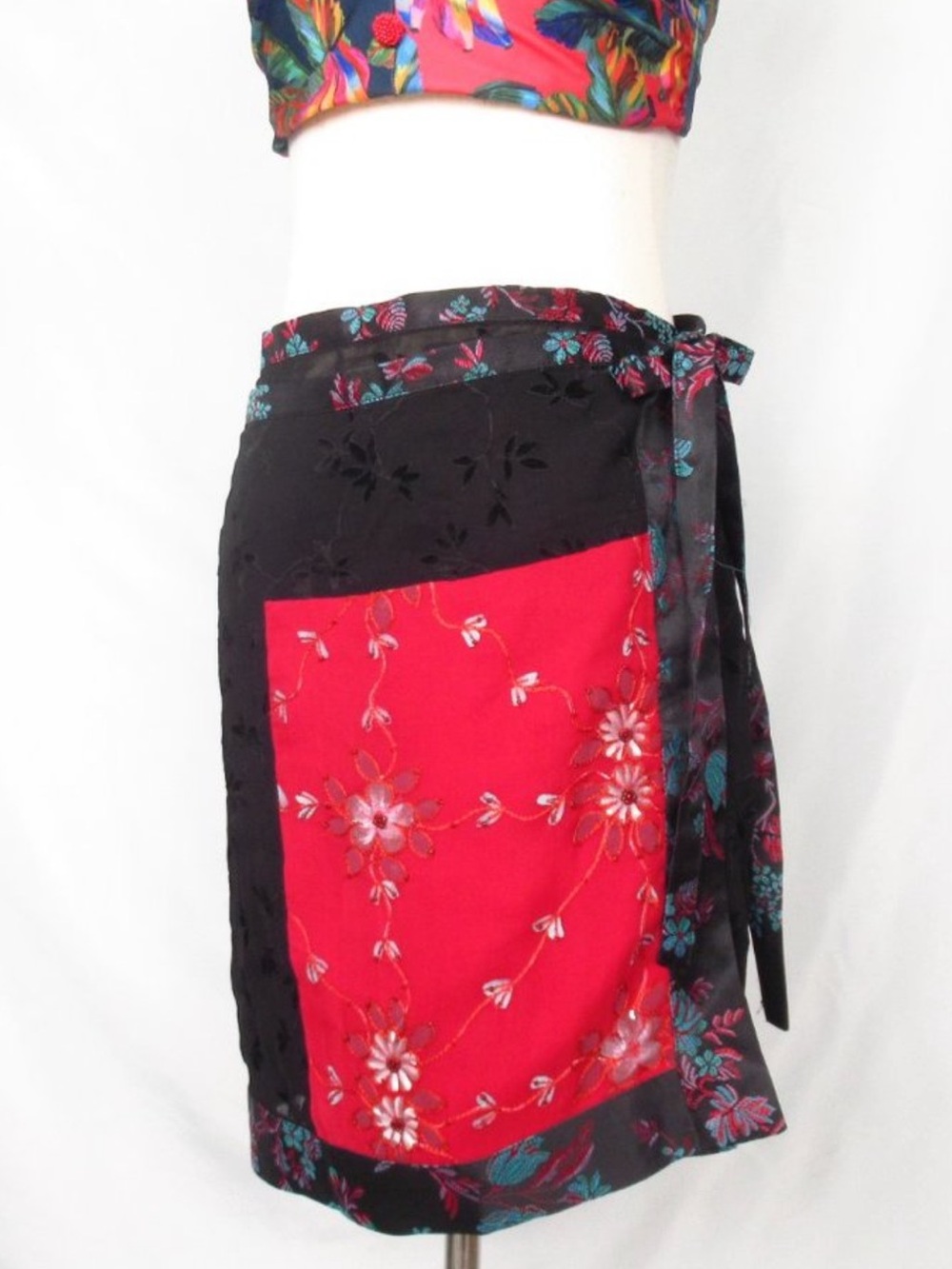 Anthropologie Semi-Sheer Beaded Wrap Skirt - One Size